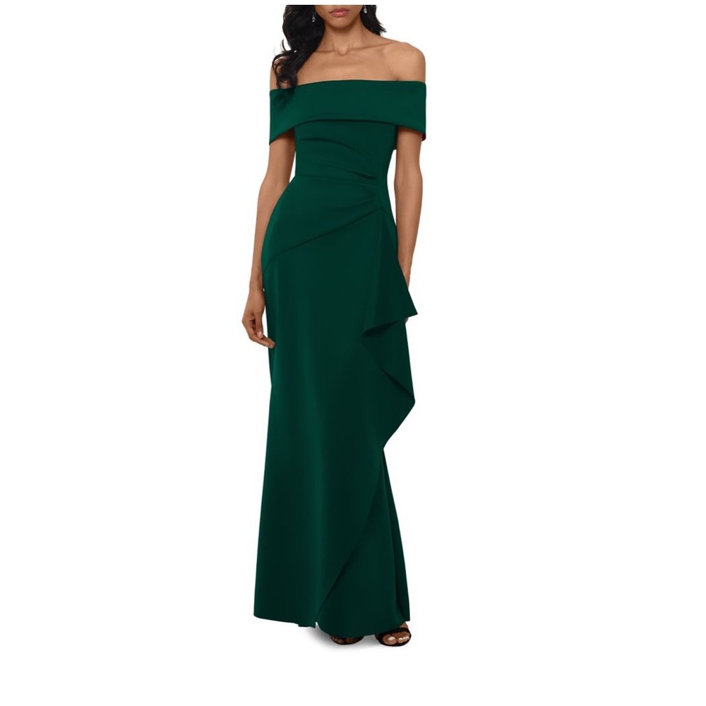 BRAND NEW WITH TAGS Hunter green off shoulder gown